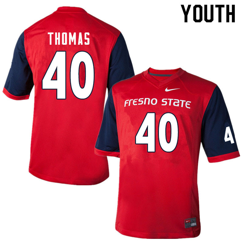 Youth #40 Nikko Thomas Fresno State Bulldogs College Football Jerseys Sale-Red